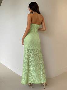 Aloruh Đầm xanh lá cây gợi cảm với đường cắt xẻ ở gấu váy, phong cách nghỉ mát biển dành cho nữ. - Màu xanh Ô liu - Xem 2