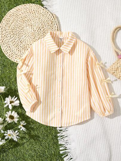 SHEIN Young Girl Woven Striped Casual Shirt