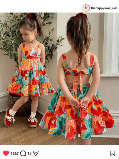 THE HAPPY LOOK Young Girl Solid Color Versatile Comfortable Waist Cinched Camisole Dress