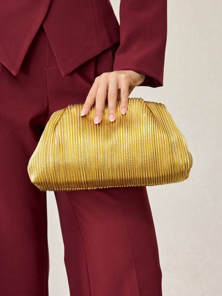 LADIES CLUTCH BAG, EXQUISITE MINIMALIST PLEATED DINNER BAG