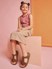 Mini mi Sandal Anak ComfortLite dengan Alas Kaki Lembut dan Tali Gesper - Coffee Brown - View 1