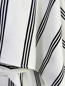 Franclia 女士优雅法式圆领收腰连体裤，冬季收腰显瘦休闲装 - 黑與白 - 查看 4