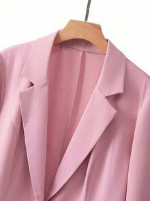 Plus Size Women's Fashionable Commuter Gentle Elegant Floral Print Blazer And Loose A-Line Skirt 2-Piece Set, Business Casual Outfit Blazer Set Women Skirt Suits For Women Two Pieces Women Sets Skirt Floral Blazer Blazer Skirt Set Spring Outfits For Women - Pink - View 3