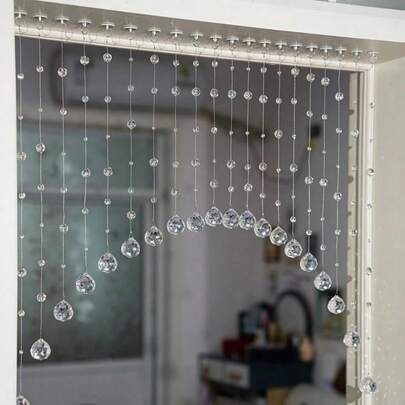 20pcs Acrylic Crystal Ribbon Bead Door Curtain, Versatile Arch Door Tassel Ribbon For All Seasons, Suspended Doorway Partition, Suitable For Homes, Cafes, Bedrooms, And Restaurants
