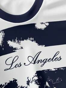 Manfinity Joysei 男士圆领短袖条纹休闲T恤，适合日常穿着，夏季百搭 - 彩色 - 查看 3