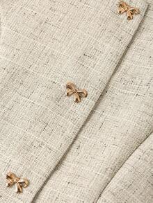 Ellevyn 女士单排扣A字通勤衬衫，适合日常穿着 - 杏色 - 查看 3