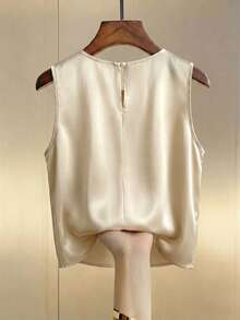 Ellegaria. 女士优雅仿珍珠串珠无袖上衣，夏季 - 杏色 - 查看 2