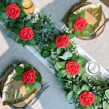 1 Pack Ivory Foam Artificial Rose With Stem For DIY Wedding Bouquet Bridal Shower Centerpiece Party Table Decor Valentine Mother Day Gift No Box - Red - View 5