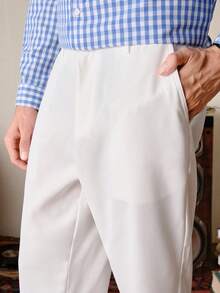 VeloEdit 男士休闲西装裤，简约时尚日常穿着，秋季复古风 - 白色 - 查看 8