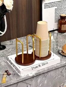 1 pieza Soporte de madera multifuncional para tazas y vasos, organizador y estante de almacenamiento para tazas de café y té, color marrón rústico, antideslizante, para mostrador de cocina, estación de café, decoración del hogar y uso diario - Multicolor - Ver 18