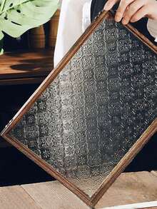 1 Roll Vintage Geometric Pattern Glass Film, Privacy Window Film, Glass Window Sticker, Reusable Non-Adhesive Glass Decoration For Home And Office - Clear - View 19