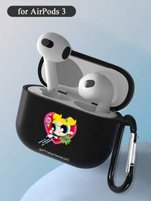 THE POWERPUFF GIRLS X SHEIN 1 chiếc ốp tai nghe họa tiết hoa Powerpuff Girls dễ thương và sáng tạo, chất liệu cao cấp, đơn giản, trong suốt hoàn toàn, chống sốc và thời trang. Quà tặng Halloween và Giáng sinh, tương thích với AirPods. - màu đen - Xem 1