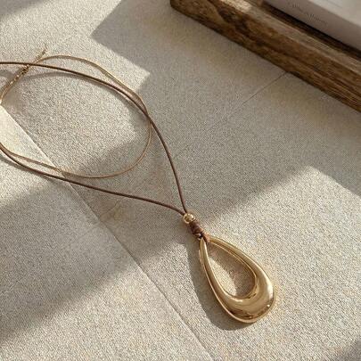 Resyla 1pc Vintage Teardrop Pendant Necklace For Women