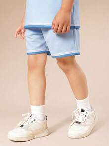 SUMWON Conjunto coordinado de camiseta de manga corta y pantalones cortos con estampado tropical de playa y coche vintage de Palm Springs para niños talla grande - Azul - Ver 4