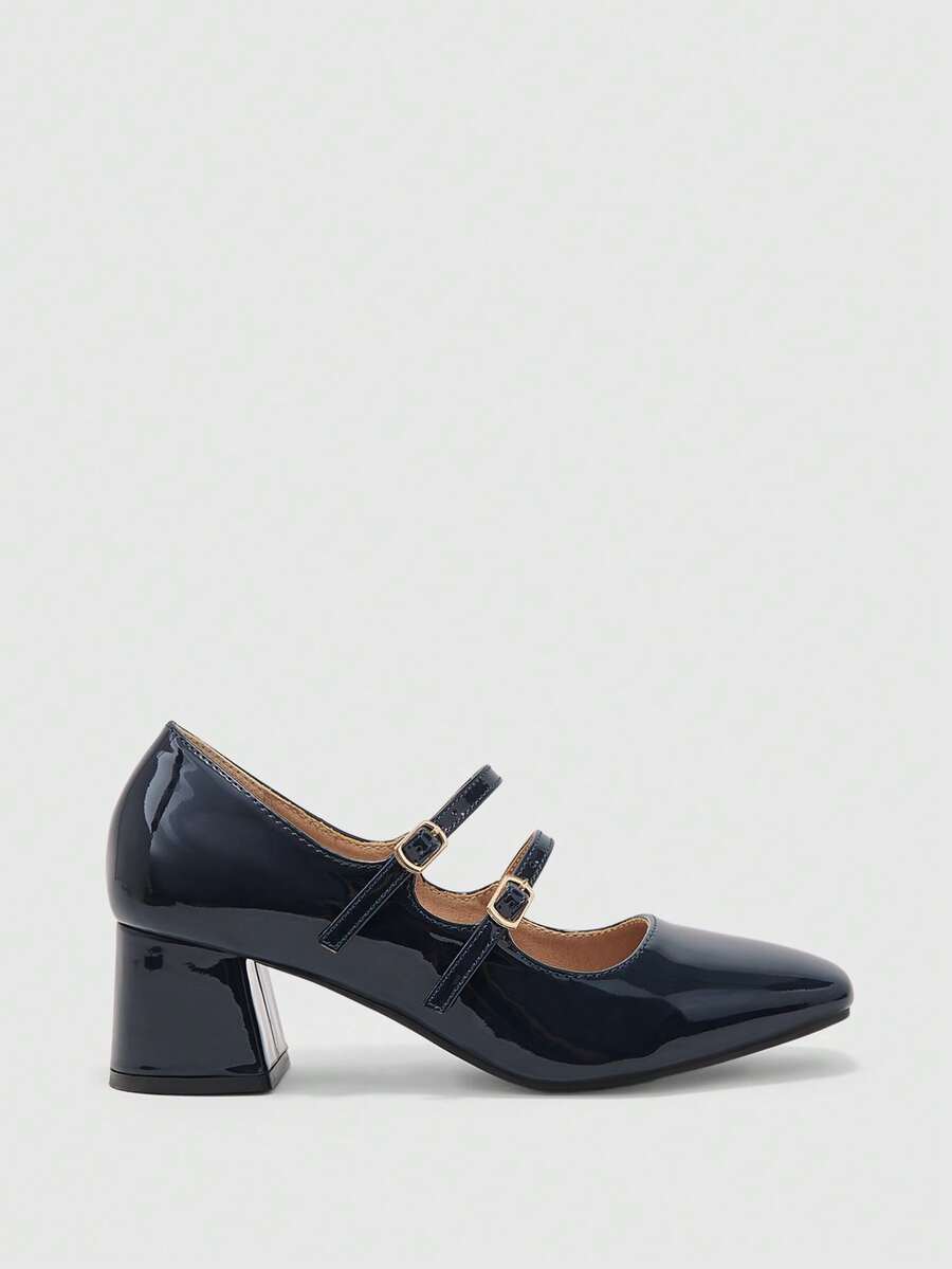 CUCCOO BIZCHIC Simple And Elegant, Fashionable And Versatile, Casual Walking, Workplace Commuting, Women's High-Heeled Shoes - Navy blue. - View 1