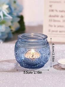 Set Tempat Lilin Kaca Biru Antik Isi 6 atau 12 Buah Dekorasi Meja Pernikahan Gaya Boho Pesta Teh Suvenir Pesta Pengantin Hiasan Tengah Meja Rustic Hadiah untuk Tamu - biru - View 9