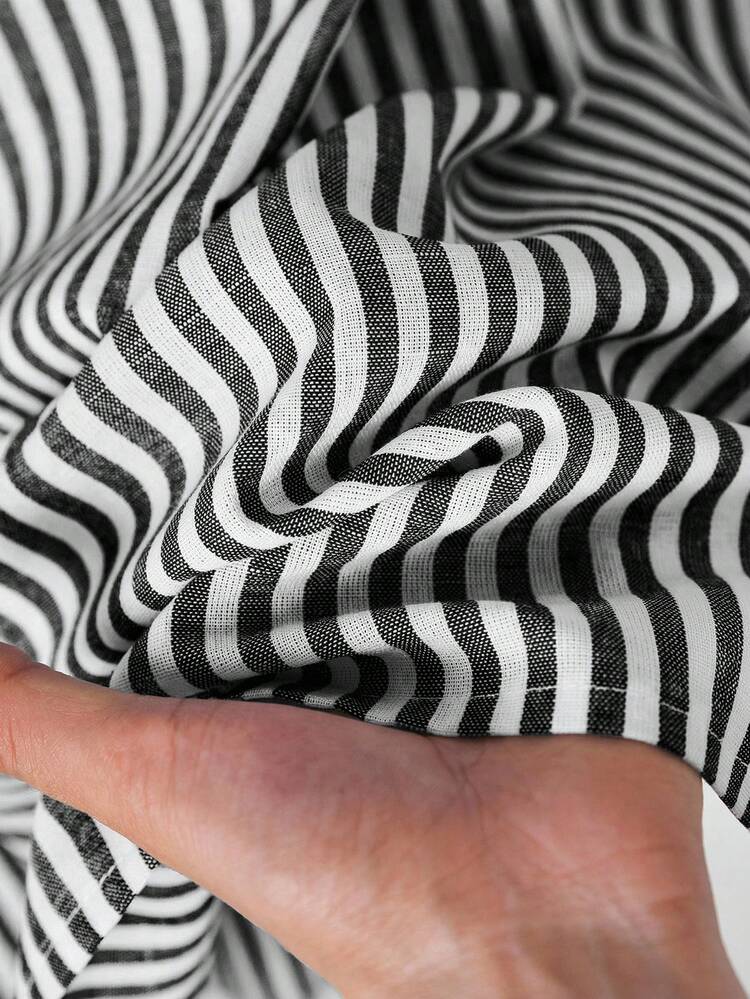 Plus Size Women Striped Elastic Waist Casual Skirt