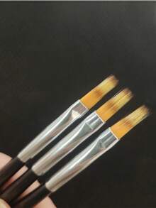 1支/3支装法式美甲/扎染黑色美甲笔，斜头美甲笔，花卉绘画笔，法式弯头美甲笔 - 黑色 - 查看 10