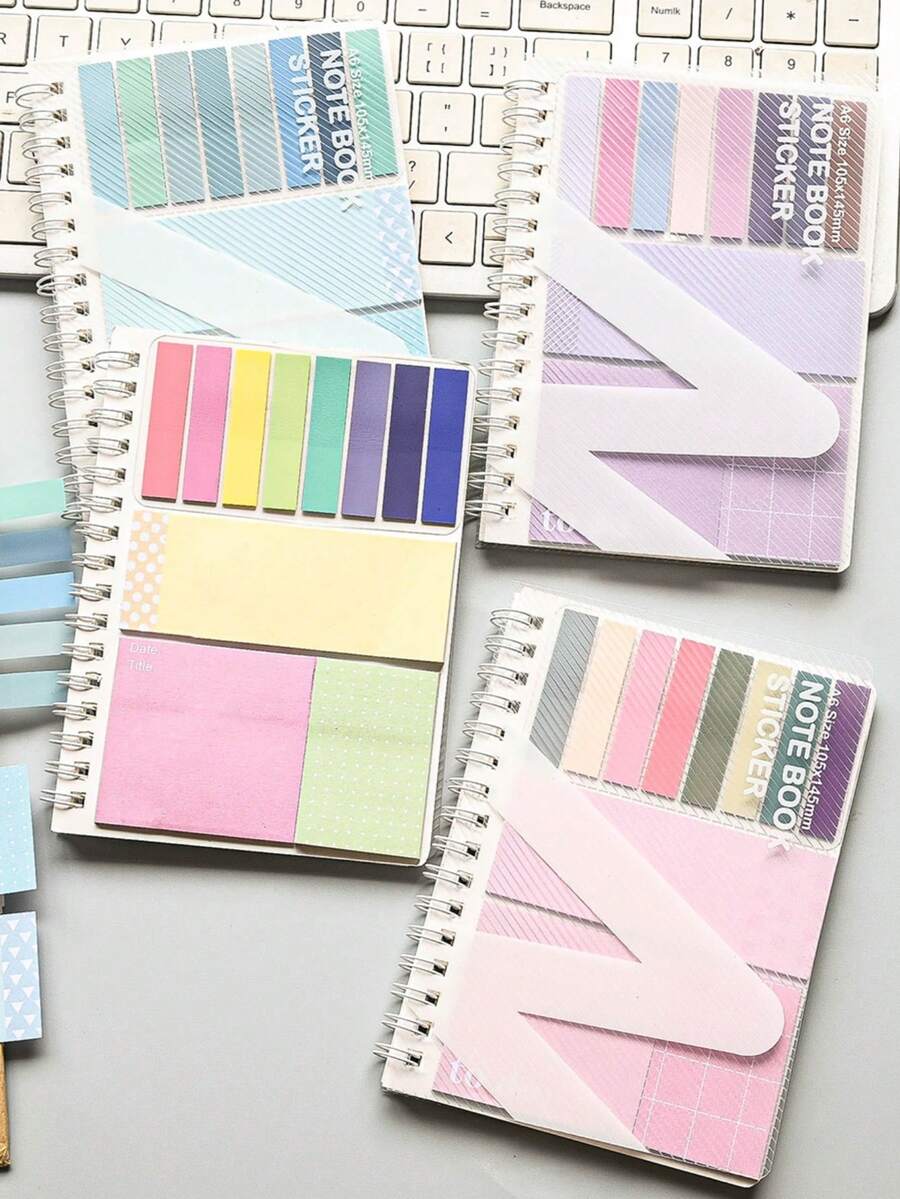 1个可伸缩便签本，多功能学生办公用品套装，时尚低调配色，适合学校、办公室、学生、专业人士桌面收纳，返校礼物之选 - 彩色 - 查看 1