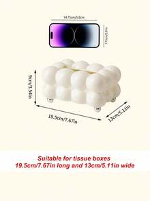 1pc Cream-Colored Luxury Tissue Box, Plastic Cute Marshmallow Shaped Tissue Box ,Creative Paper Towel Box For Living Room, Dining Room, Home Decoration , Ideal Gift For Friends Christmas For Holiday Gift Giving - White - View 7