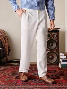 VeloEdit 男士休闲西装裤，简约时尚日常穿着，秋季复古风 - 白色 - 查看 6