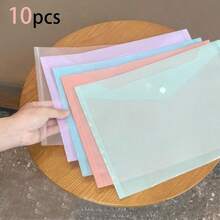 10 Pcs A4 Thickened Plastic File Folders, Macaron Color Transparent PP Document Bags With Snap Button, Waterproof Student File Storage Pouch For Office School Data Organizer - Multicolor - View 11