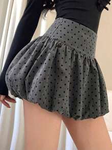 FRIFUL Women's Casual Polka Dot Print A-Line Skirt, Summer - Grey - View 1