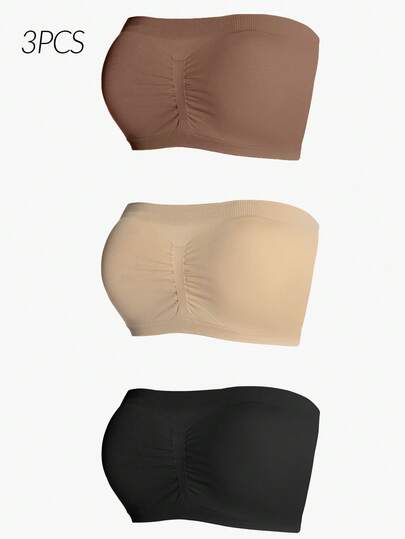SHAPORA 3pcs/Set Summer Elegant One-Shoulder Seamless Bra For Women For Everyday Wear Casual