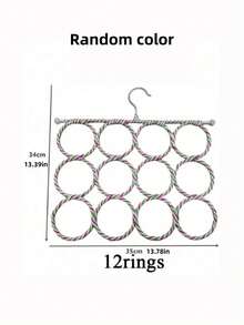1 pieza Perchero plegable y portátil de 12/28 anillos, multifuncional para ahorrar espacio, para bufandas, corbatas, cinturones. Diseño inspirado en loro de tejido colorido con gancho para armario, dormitorio, baño, organizador diario, regalo festivo - Multicolor - Ver 8