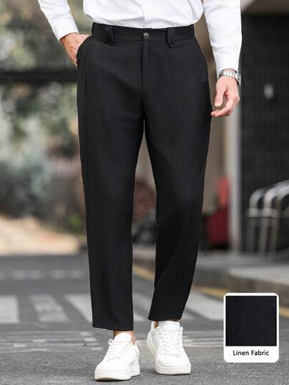 Manfinity Mode 男士休闲纯色长裤，适合通勤、周末旅行、户外活动、轻松的工作环境或正式场合，可作为送给男友/丈夫的礼物或周年纪念礼物。