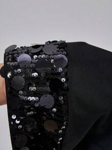 TypaGal Quần short nữ mùa hè thời trang, phong cách dự tiệc hộp đêm, kỳ nghỉ, phối sequin đen. - màu đen - Xem 6