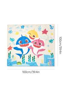 BABY SHARK X SHEIN Chăn quấn em bé hai lớp bằng sợi tre tự nhiên, in họa tiết hoạt hình, kích thước 100 * 100cm, thoáng khí, mềm mại, đa năng, phù hợp cho trẻ sơ sinh và trẻ nhỏ. - Nhiều màu - Xem 5