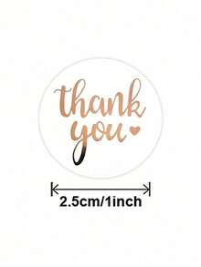 1 Roll (500pcs) Rose Gold Foil Thank You Stickers, For Box, Bouquet, Cup, Gift, Party Decoration - Gold - View 6