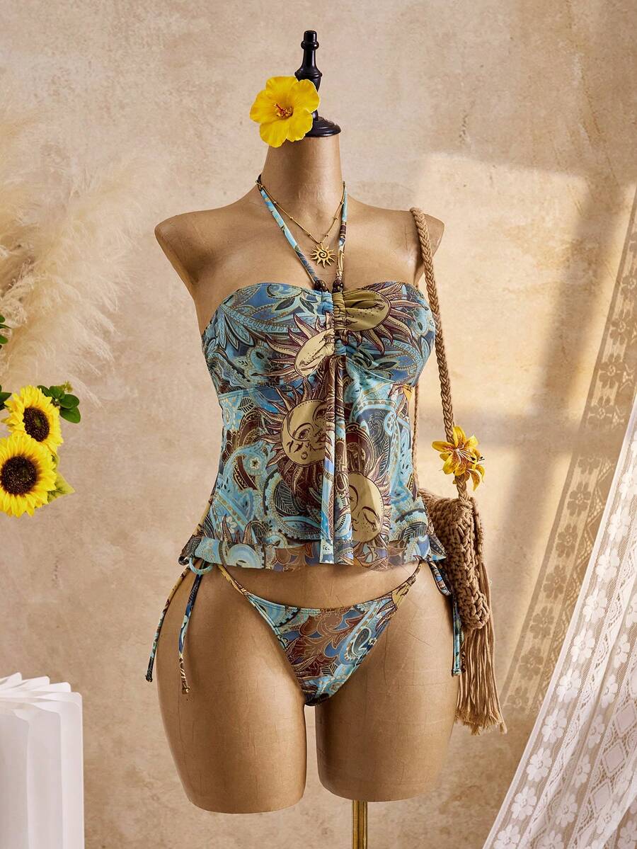 Bellisia 26SS 春夏度假阳光之神吊带波西米亚风比基尼两件套 - 彩色 - 查看 1