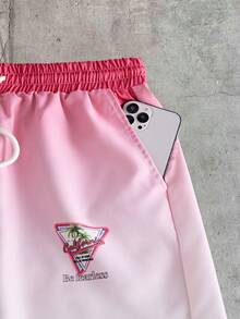 AXEPEAK Conjunto de camisa polo con botones y pantalones cortos en degradado para hombre, casual de verano - Rosa - Ver 9