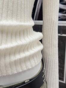 StreetHx Women's Streetwear Solid Color Ribbed Button-Up Long Sleeve Sweater Top, Autumn/Winter - Apricot - View 7