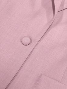 Franclia Áo blazer nữ màu trơn cổ chữ V cài một hàng khuy, kiểu dáng thường ngày, đa năng, tay dài, thích hợp đi làm, mùa xuân. Áo blazer nữ màu hồng, bộ vest nữ, áo blazer công sở, bộ vest nữ, trang phục công sở, áo blazer nữ, bộ vest nữ. - Hồng - Xem 7