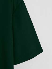 Manfinity Dauomo 男士字母印花圆领短袖T恤，休闲百搭 - 軍綠色 - 查看 4