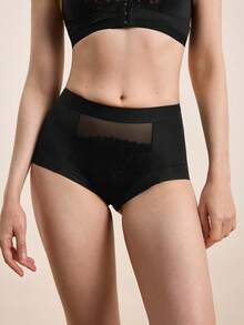 Hourtrue 1pc Women's High Waist Seamless Triangle Panties - Black - View 3