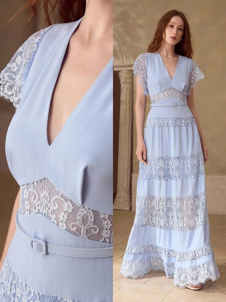 WOMEN'S PATCHWORK DESIGN LONG DRESS, SPRING/SUMMER