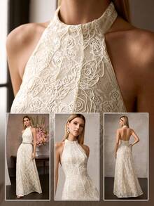 MOTF Soiréza ĐẦM DẠ HẠI LƯNG REN THANH LỊCH DÀNH CHO NỮ - Màu be - Xem 8