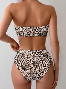 SHEIN Swim Conjunto de traje de baño de 2 piezas con estampado de conchas marinas, elegante y sexy, para playa de verano - Multicolor - Ver 2
