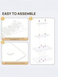 1 Piece Clear Rectangular Acrylic 3 Tier Champagne Tower Display Stand With 32 Slots Floating Alignment Rack For Party Wedding School Celebration Event Decoration Essential Must Have - Transparent - View 11