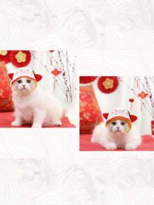 1/2 猫狗耳朵，毛茸茸的兔子帽带耳朵，可爱的复活节派对角色扮演宠物头饰配件 - 彩色 - 查看 8