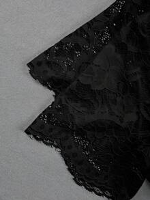 GlowEve Women's V-Neck Lace Trim Blouse - Black - View 5