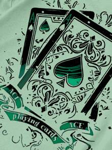 Manfinity Roughcore Men's Round Neck Short Sleeve Casual Printed T-Shirt, Versatile For Summer - Mint Green - View 3