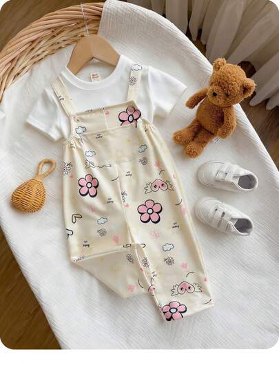 Tutina con bavaglino neonato bambina con motivo floreale carino, adatta per autunno/inverno