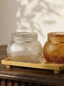 Cirelle 1Pc/2Pcs Transparent/Yellow Glass Decorative Bottle Empty Cup Candle Holder Fragrance Glass Bottle Aromatherapy Candle Container Glass Belly Cup - multicolor - View 3