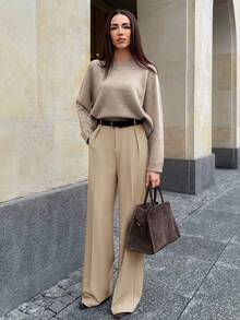 Anewsta Bộ 3 quần ống đứng cạp cao thanh lịch, thời trang, thích hợp cho kỳ nghỉ/năm mới dành cho nữ, mùa xuân/hè. - Nhiều màu - Xem 3