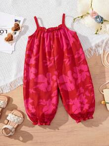 SHEIN Bộ áo liền quần dễ thương, thoải mái cho bé gái sơ sinh, thích hợp cho kỳ nghỉ hè. - màu đen - Xem 7